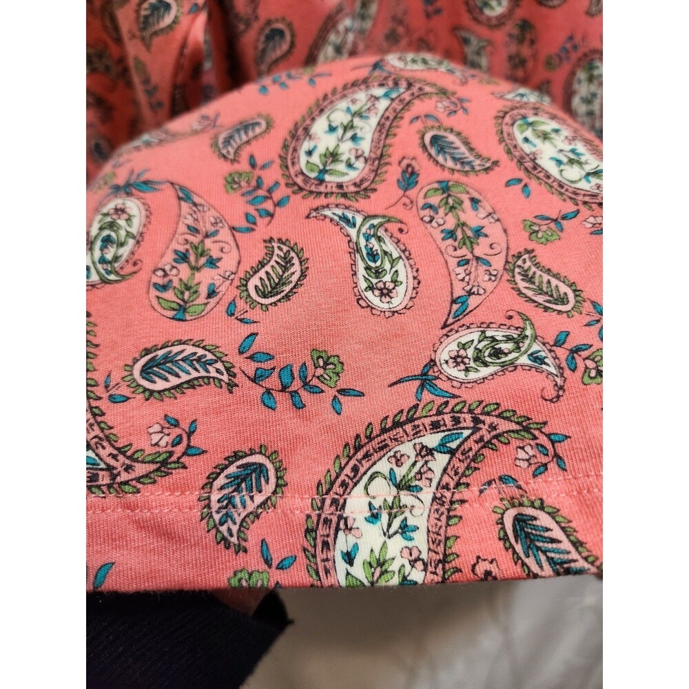 Belle Kim Gravel Womens XL Peach Blouse Paisley Stretchy Boho Cottage Peasant - Picture 4 of 14
